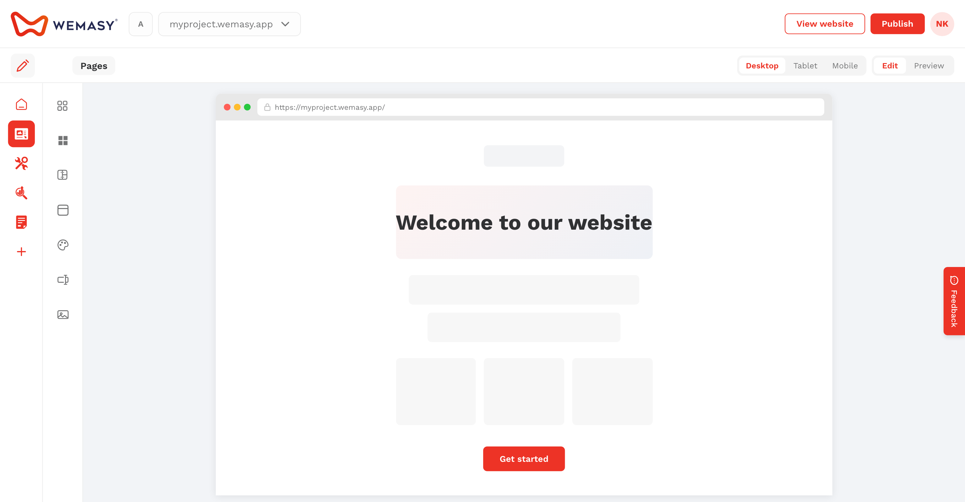 Vizuální editor Tvůrce webů WEMASY