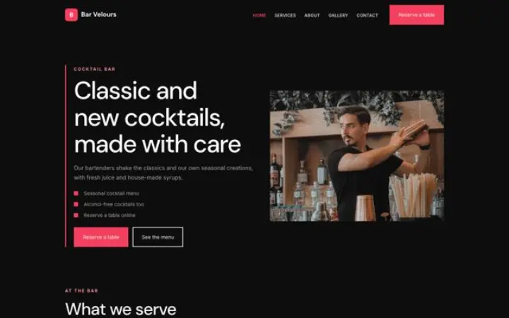 Web pro koktejlový bar