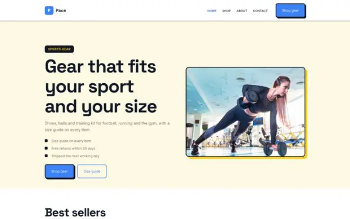 Web pro sportovní obchod