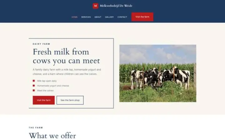 Web pro mléčná farma
