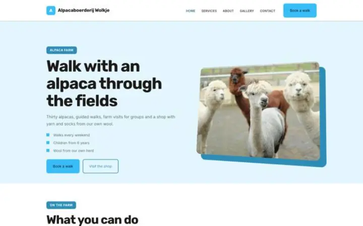 Šablona Alpacaboerderij Wolkje