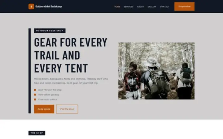 Web pro outdoorové vybavení