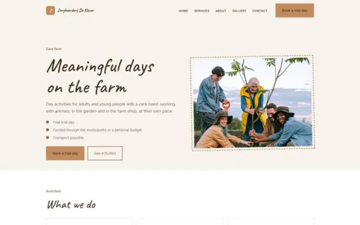 Web pro sociální farma