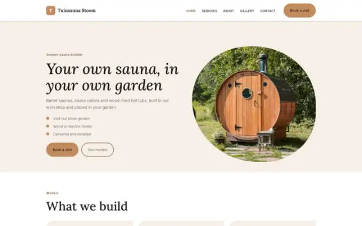 Web pro stavba zahradních saun