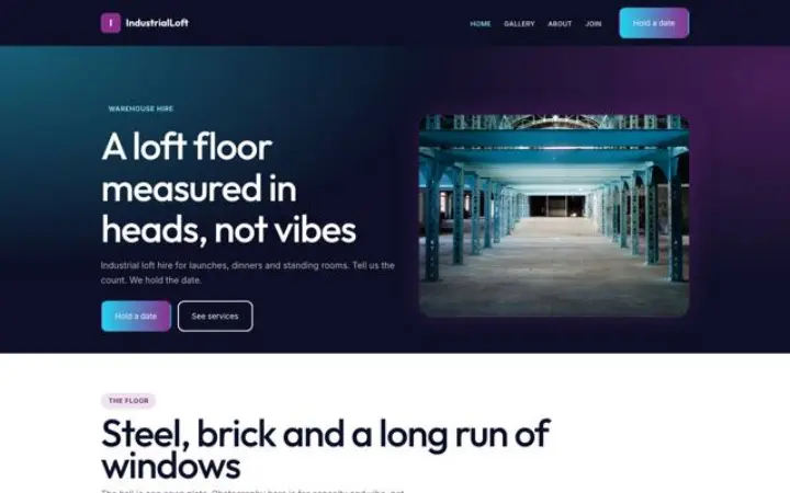 Web pro prostor pro akce