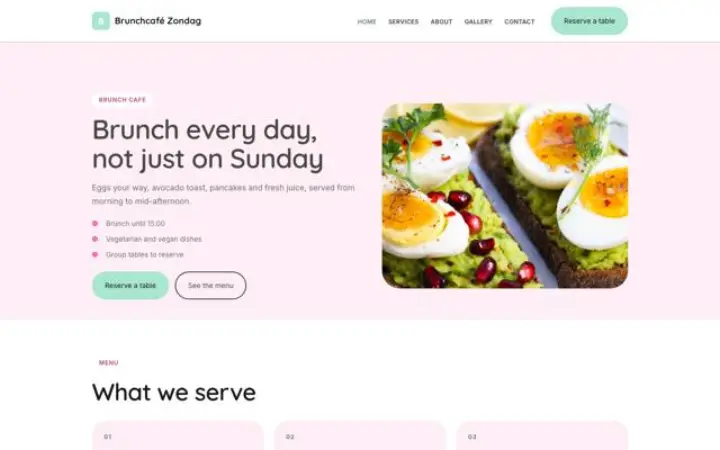 Šablona Brunchcafé Zondag