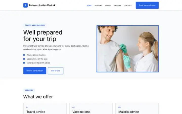 Šablona Reisvaccinaties Vertrek