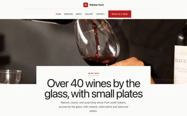 Web pro vinný bar