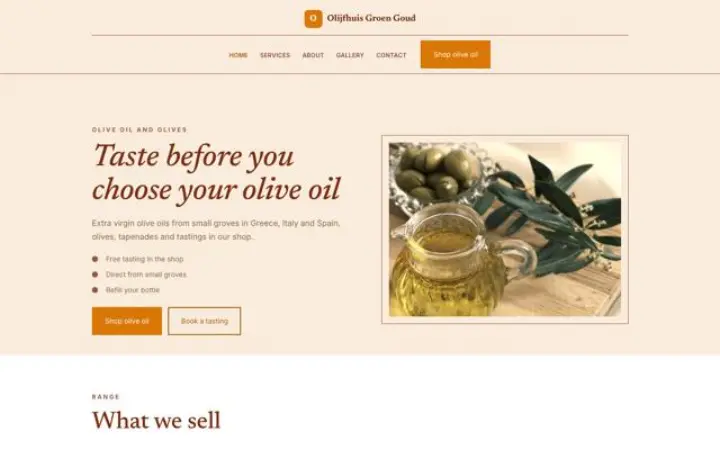 Web pro obchod s olivovým olejem