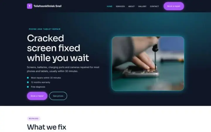 Web pro opravy telefonů