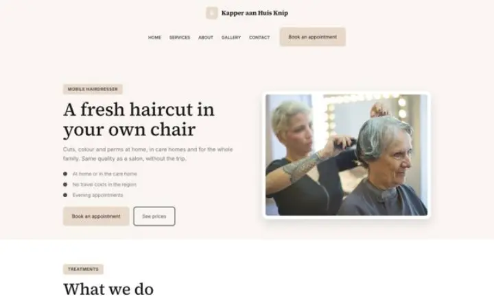 Web pro mobilní kadeřnictví