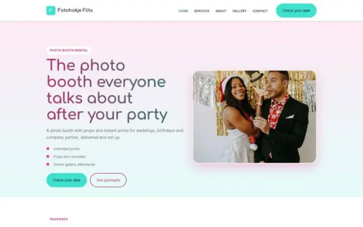 Web pro pronájem fotokoutku