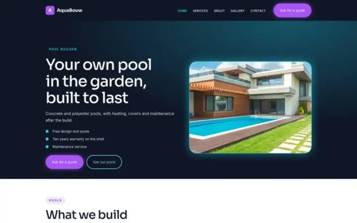 Web pro stavba bazénů