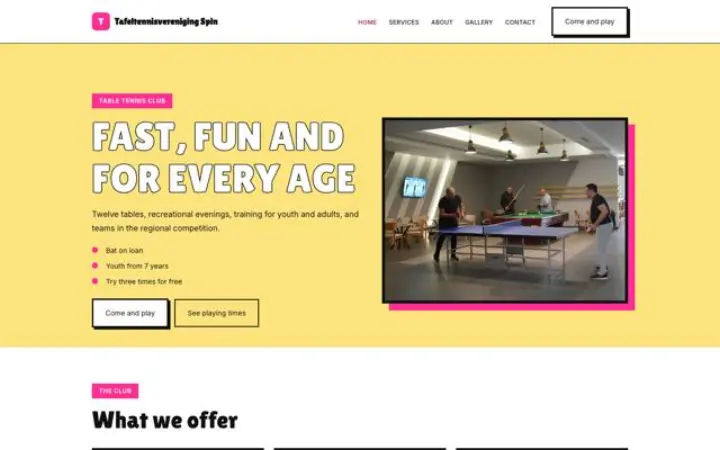 Web pro klub stolního tenisu