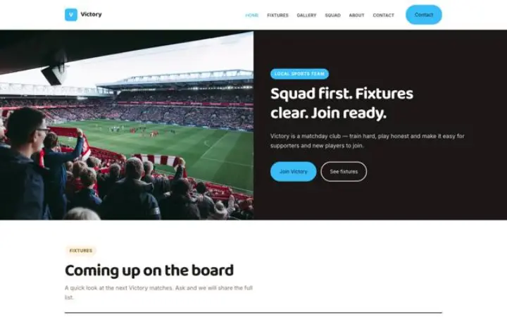 Web pro sportovní tým