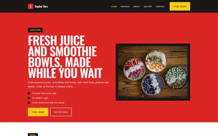 Web pro džus bar
