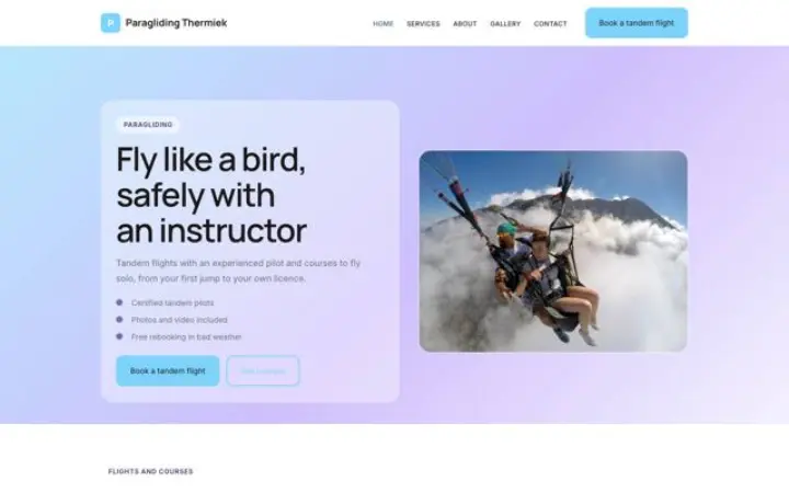 Web pro paraglidingová škola