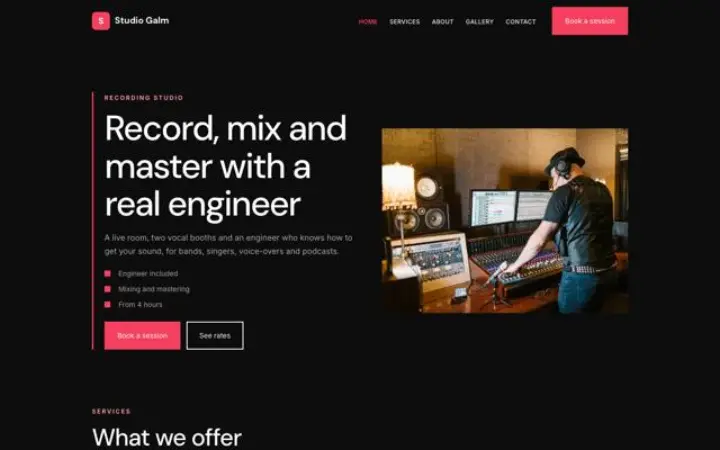 Web pro nahrávací studio