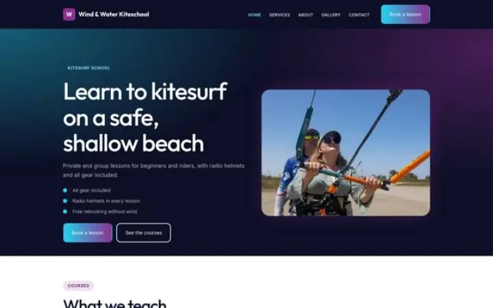 Web pro kitesurfová škola