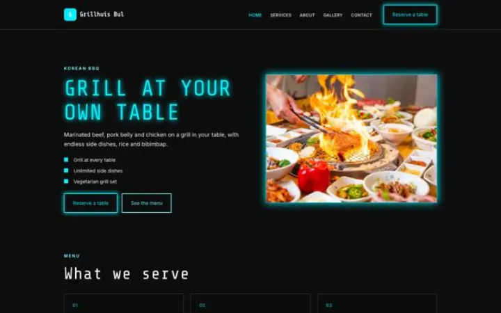 Web pro korejské bbq