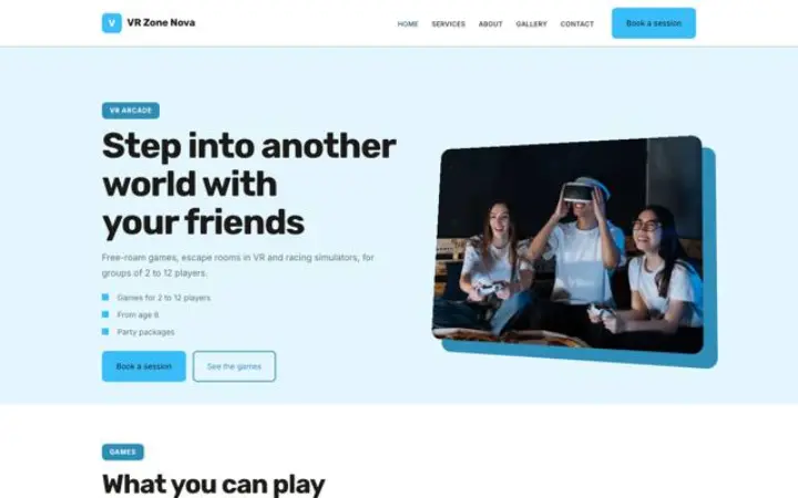 Web pro vr herna